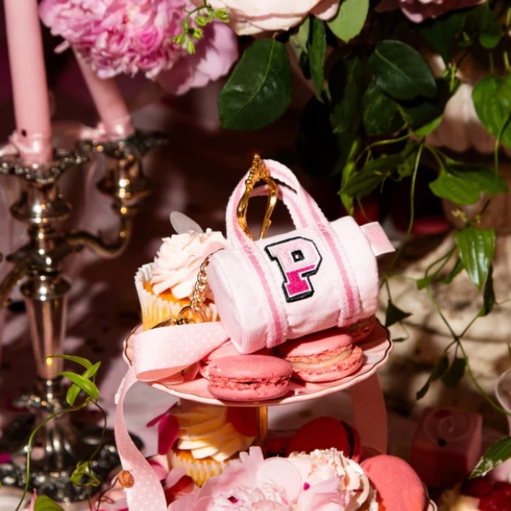 PINK x LoveShackFancy collaboration., Mini duffle bag keychain , new with tags - Picture 2 of 3